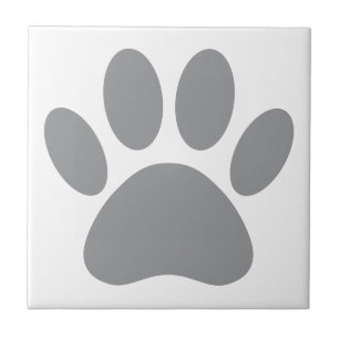 Grey Dog Pawprint Square Tile