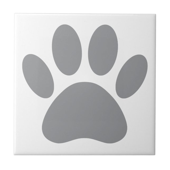 Grey Dog Pawprint Square Tile (Front)