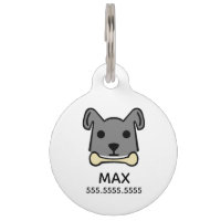 Grey Dog, Personalized Pet Details & QR Code