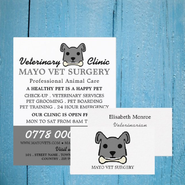 Grey Dog, Veterinarian, Veterinary Service Business Card (Creator Uploaded)