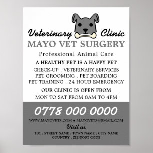 Grey Dog, Veterinarian, Veterinary Service Poster