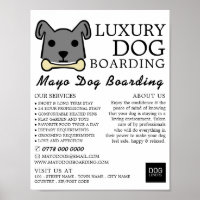 Grey Dog with Bone, Dog Boarding, Advertising