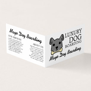 Grey Dog with Bone, Dog Boarding Detailed Business Card