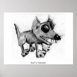 grey dog with teeth poster
