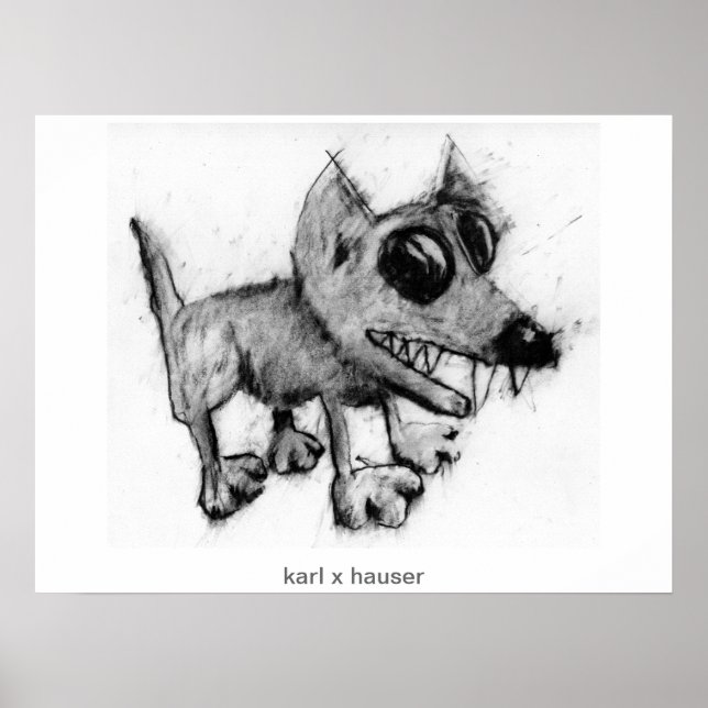 grey dog with teeth poster (Front)
