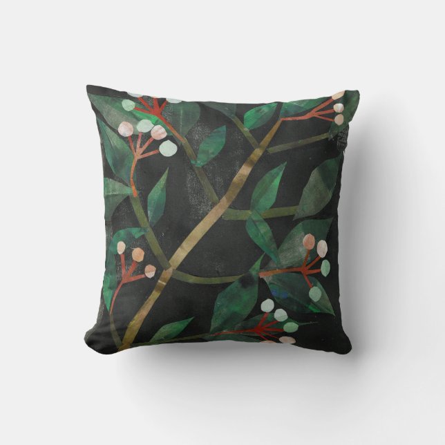 Grey Dogwood Throw Pillow (Front)
