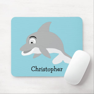 Grey Dolphin Design Mouse Mat