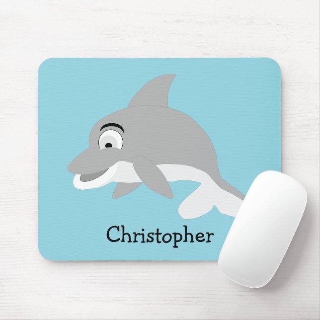 Grey Dolphin Design Mouse Mat (With Mouse)