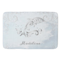 Grey Dolphin Personalised Bath Mat