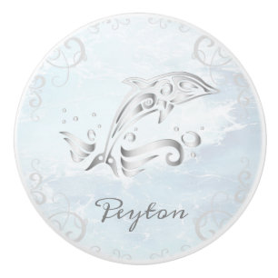 Grey Dolphin Personalised Ceramic Knob