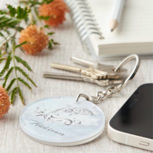 Grey Dolphin Personalised Keychain