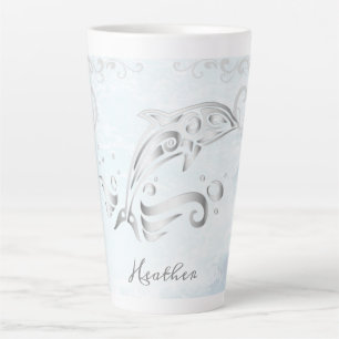 Grey Dolphin Personalised Latte Mug