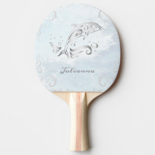 Grey Dolphin Personalised Ping Pong Paddle