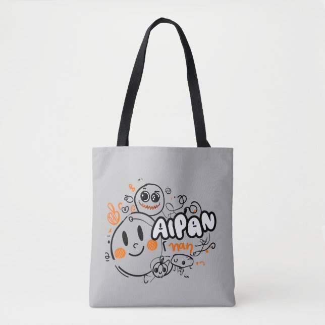 Grey Doodles Tote Bag (Front)