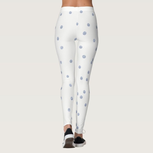 Grey Dots Circles White Leggings  (Back)