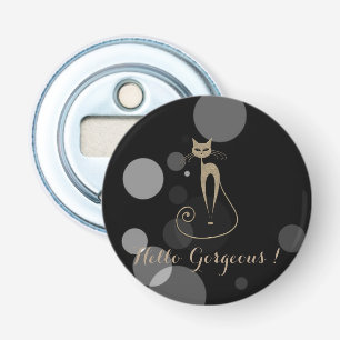 Grey Dots On Black Background,Cat,Hello Gorgeous Bottle Opener