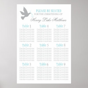 Grey dove aqua blue event seating table plan 1-9 poster