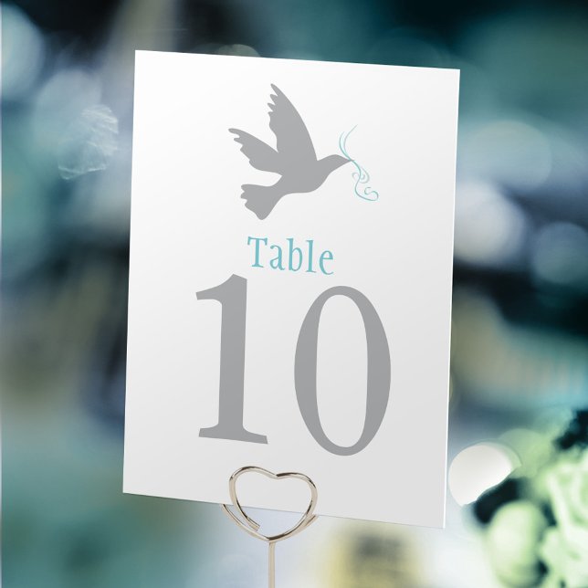 Grey dove bird wedding or occassion table number (Creator Uploaded)