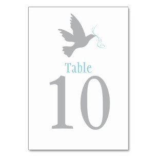 Grey dove bird wedding or occassion table number