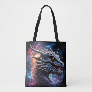 Grey Dragon in the Stars Tote Bag