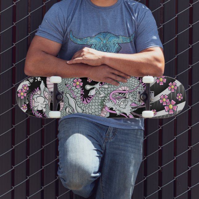 Grey Dragon Tattoo Art Skateboard (Outdoor 3)