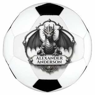 Grey Dragon with Yellow Eyes Personalise Football