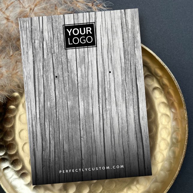 Grey driftwood custom logo earring display card (Creator Uploaded)
