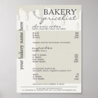 Grey Drip Menu Bakery Price List 