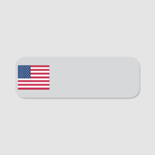 Grey Dry Erase American Flag Name Tag 