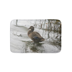 Grey duck on dark the lake bath mat