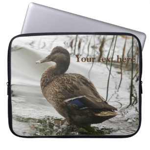 Grey duck on dark the lake laptop sleeve