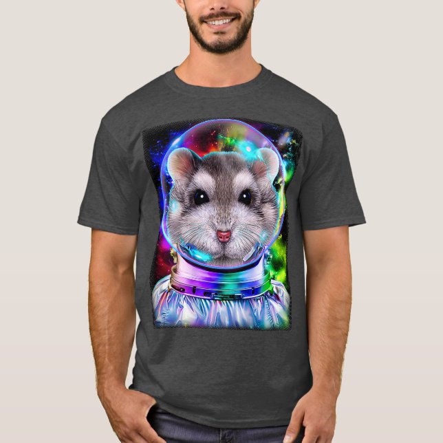 Grey Dwarf Hamster as Astronaut Exploring Space T-Shirt (Front)
