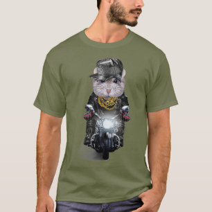 Grey Dwarf Hamster wearing Hip Hop Cap Riding T-Shirt