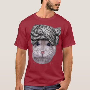 Grey Dwarf Hamster wearing Turban Head Wrap T-Shirt