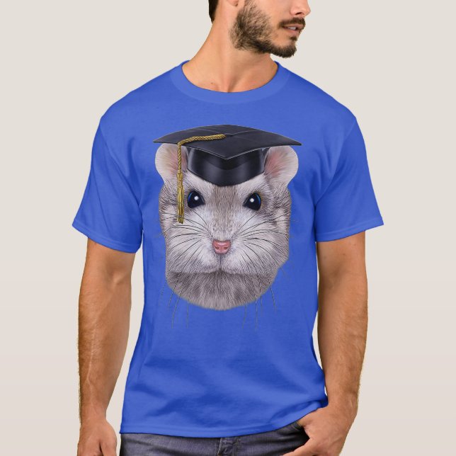 Grey Dwarf Hamster wearing University Bachelor T-Shirt (Front)