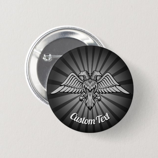 Grey Eagle with two Heads Button (Front & Back)