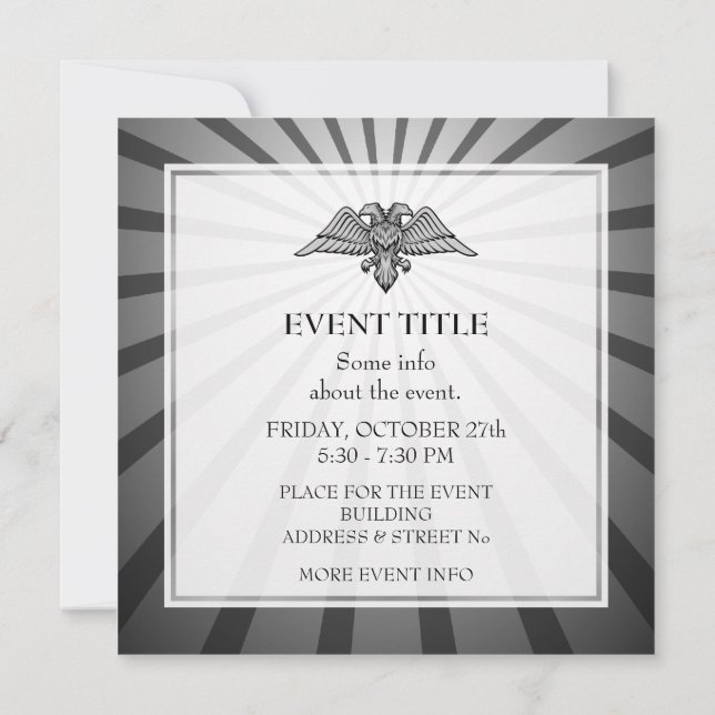 Grey eagle with two heads invitation (Back)