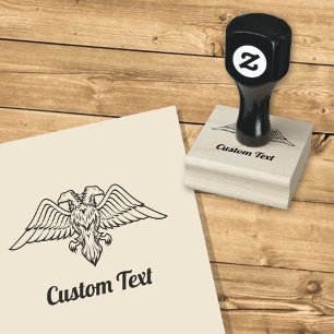 Grey Eagle with two Heads Rubber Stamp
