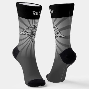 Grey Eagle with Two Heads Socks