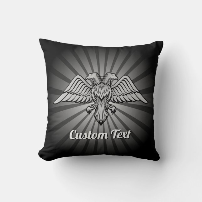 Grey Eagle with two Heads Throw Pillow (Front)