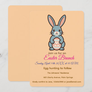 Grey Easter Bunny Image Invitation