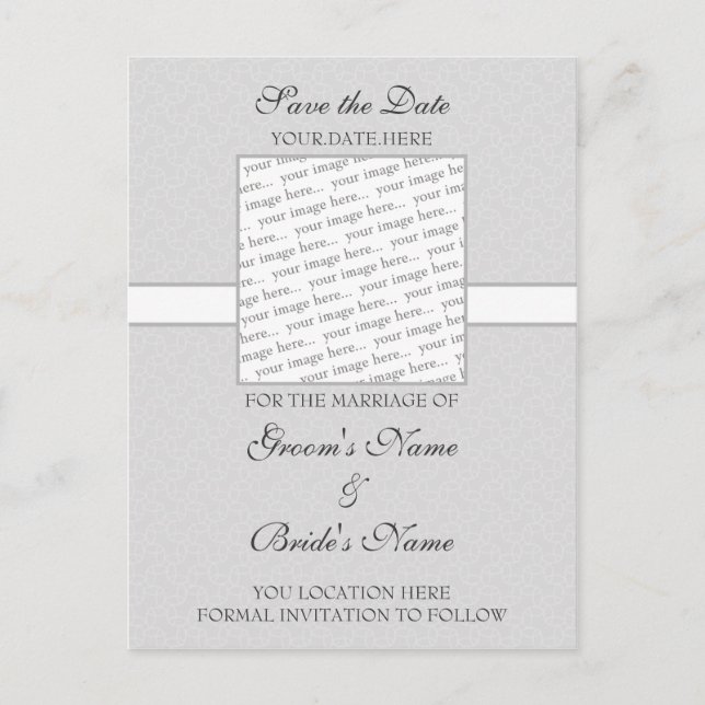 Grey Eggshell Save the Date Postcard (Front)