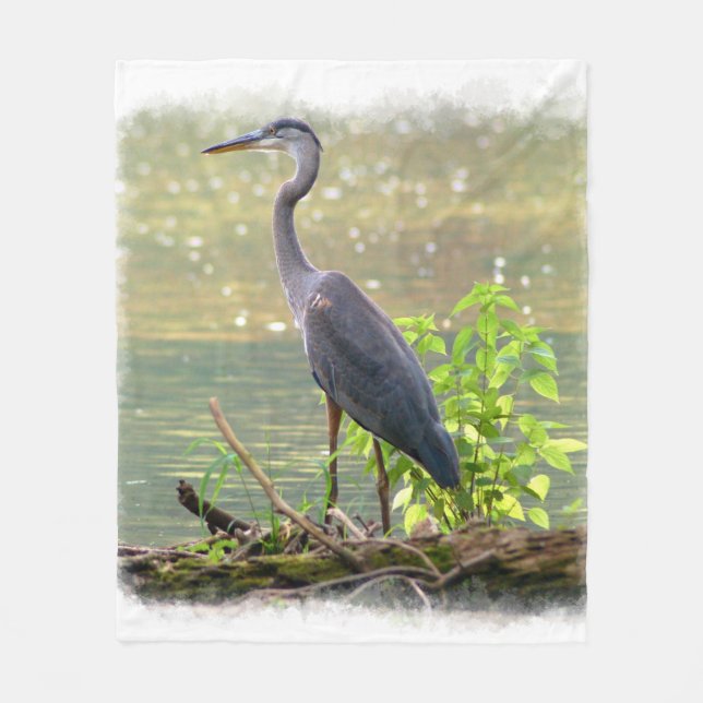 Grey Egret 1 Fleece Blanket (Front)