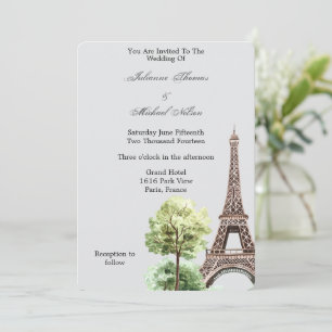 Grey Eiffel Tower Paris Wedding Invitation
