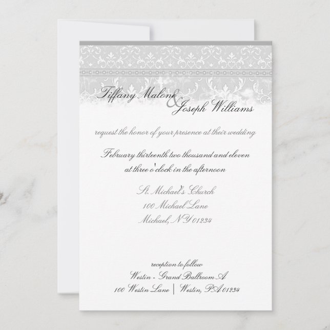 Grey Elegance Wedding Invitations (Front)