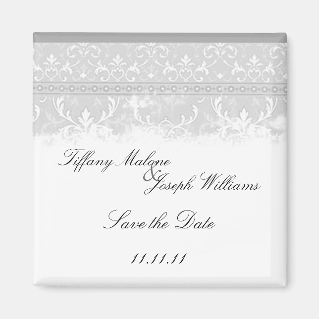 Grey Elegance Wedding Magnets (Front)