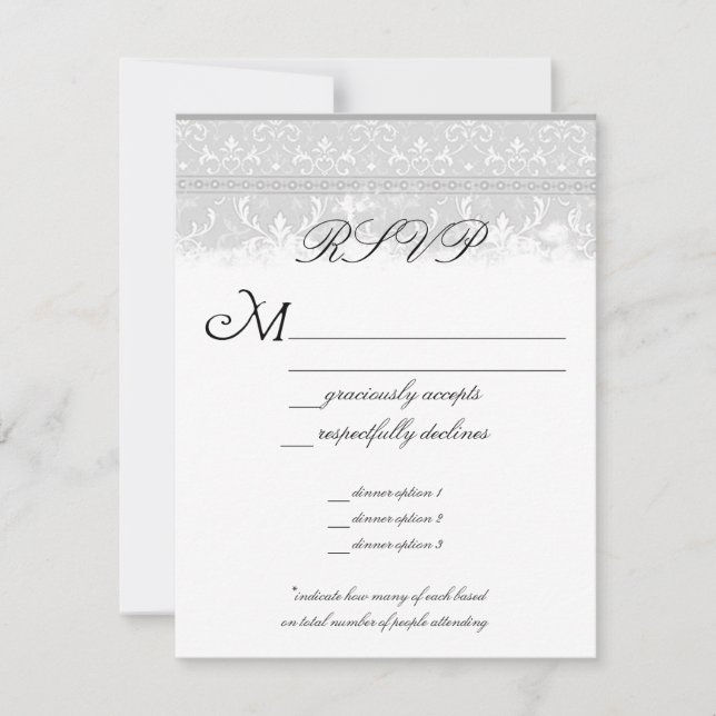 Grey Elegance Wedding RSVP (Front)