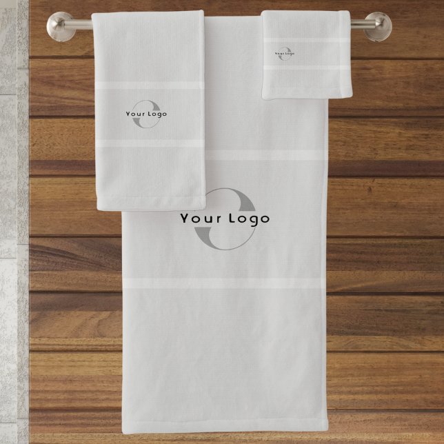 Grey Elegant Business logo Hotel company brand Bath Towel Set (Creator Uploaded)