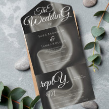 Grey Elegant calligraphy Wedding
