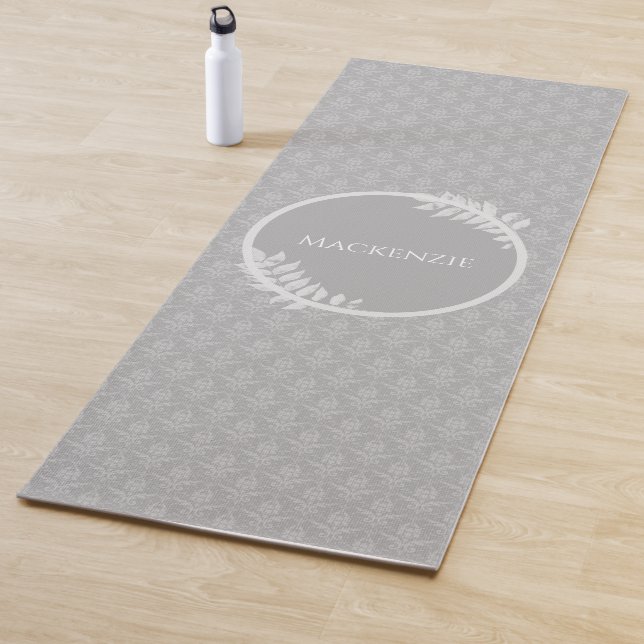 Grey Elegant Damask Yoga Mat (In Situ)